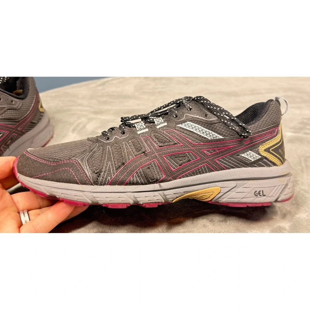Asics Gel Venture 7 Shoes Womens 9.5 Gray Pink Trail Running Sneakers